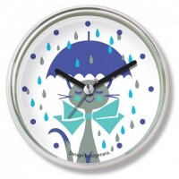 애니멀욕실시계_고양이와우산